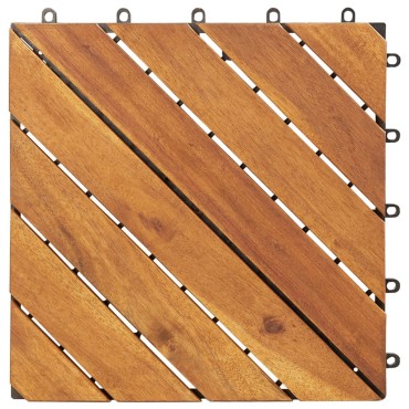 vidaXL Πλακάκια Deck 30 τεμ. Καφέ 30 x 30 εκ. από Μασίφ Ξύλο Ακακίας