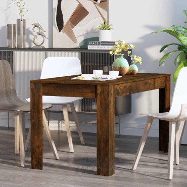 vidaXL Τραπεζαρία Καπνιστή Δρυς 140x74,5x76cm από Επεξεργασμένο Ξύλο 1 τεμ.