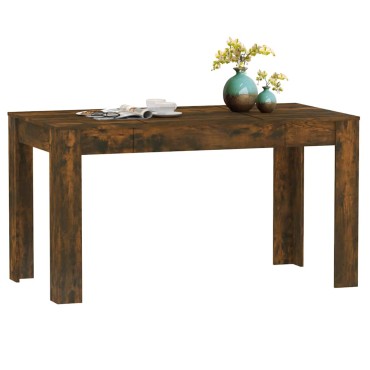 vidaXL Τραπεζαρία Καπνιστή Δρυς 140x74,5x76cm από Επεξεργασμένο Ξύλο 1 τεμ.