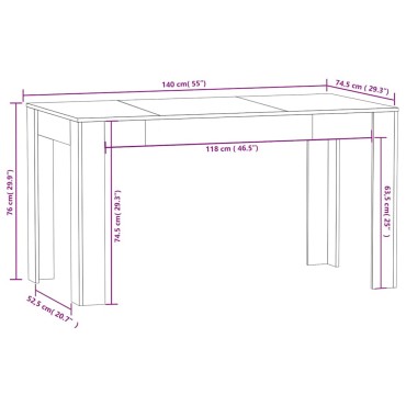 vidaXL Τραπεζαρία Καπνιστή Δρυς 140x74,5x76cm από Επεξεργασμένο Ξύλο 1 τεμ.