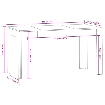 vidaXL Τραπεζαρία Καπνιστή Δρυς 140x74,5x76cm από Επεξεργασμένο Ξύλο 1 τεμ.