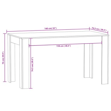 vidaXL Τραπεζαρία Γκρι Sonoma 140x74,5x76cm Επεξεργασμένο Ξύλο 1 τεμ.