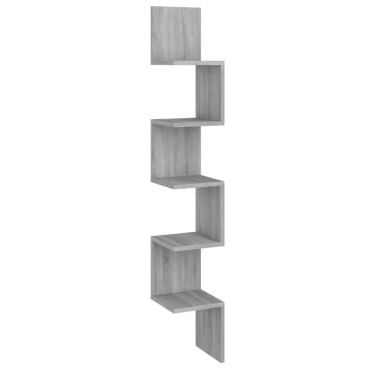 vidaXL Γωνιακή Ραφιέρα Τοίχου Γκρι Sonoma 20x20x127,5cm Επεξερ. Ξύλο 1 τεμ.