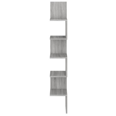 vidaXL Γωνιακή Ραφιέρα Τοίχου Γκρι Sonoma 20x20x127,5cm Επεξερ. Ξύλο 1 τεμ.
