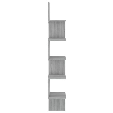 vidaXL Γωνιακή Ραφιέρα Τοίχου Γκρι Sonoma 20x20x127,5cm Επεξερ. Ξύλο 1 τεμ.