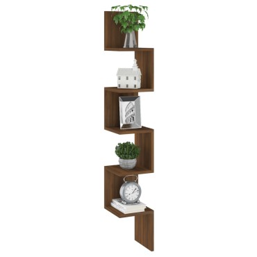 vidaXL Γωνιακή Ραφιέρα Τοίχου Καφέ Δρυς 20x20x127,5cm Επεξεργ. Ξύλο 1 τεμ.