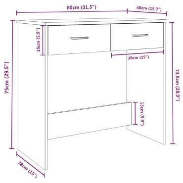 vidaXL Γραφείο Γκρι Sonoma 80x40x75cm από Επεξεργασμένο Ξύλο 1 τεμ.