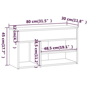 vidaXL Παπουτσοθήκη Καφέ Δρυς 80x30x45cm από Επεξεργασμένο Ξύλο