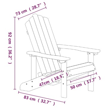 vidaXL Καρέκλες Κήπου Adirondack Καφέ από HDPE με Τραπεζάκι 38x38x46cm