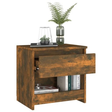 vidaXL Κομοδίνο Καπνιστή Δρυς 40x30x39cm από Επεξεργασμένο Ξύλο 1 τεμ.