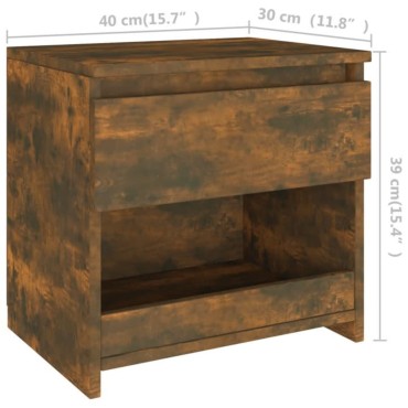 vidaXL Κομοδίνο Καπνιστή Δρυς 40x30x39cm από Επεξεργασμένο Ξύλο 1 τεμ.