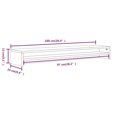 vidaXL Βάση Οθόνης Γκρι Sonoma 100x24x13 εκ. από Επεξεργασμένο Ξύλο