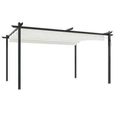 vidaXL Κιόσκι Κήπου με Πτυσσόμενη Οροφή Κρεμ 4 x 3 μ.