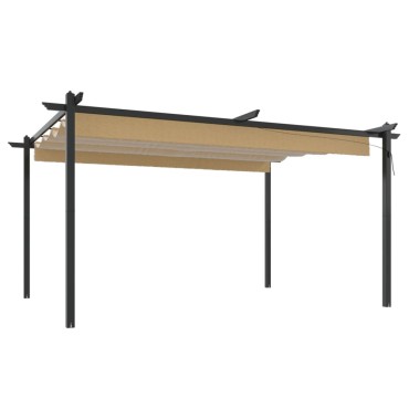 vidaXL Κιόσκι Κήπου με Πτυσσόμενη Οροφή Taupe 4 x 3 μ.