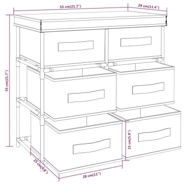 337257 vidaXL Ντουλάπι με 6 Συρτάρια Μαύρο 55x29x55cm Ατσάλι 1 τεμ.