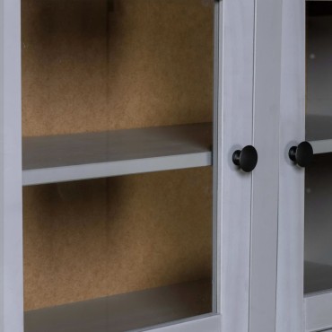 vidaXL Βιτρίνα Γκρι 93x40,5x180cm Μασίφ Ξύλο Πεύκου Σειρά Panama 1 τεμ.
