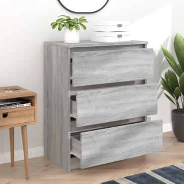 vidaXL Συρταριέρα Γκρι Sonoma 60x35x76cm από Επεξεργασμένο Ξύλο 1 τεμ.
