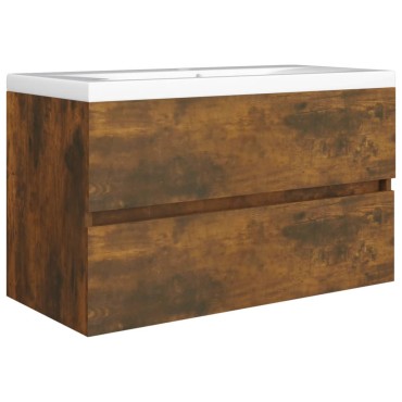 vidaXL Ντουλάπι Νιπτήρα Καπνιστή Δρυς 80x38,5x45cm Επεξεργ. Ξύλο 1 τεμ.