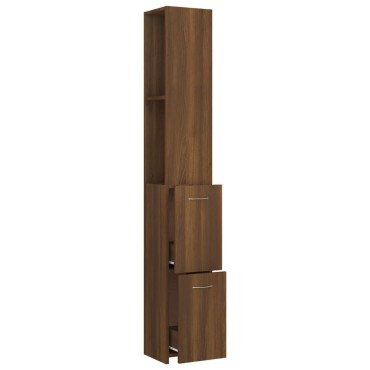 vidaXL Ντουλάπι Μπάνιου Καφέ Δρυς 25x26,5x170cm Επεξεργασμένο Ξύλο