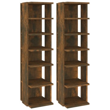 vidaXL Παπουτσοθήκες 2 τεμ. Καπνιστή Δρυς 27,5x27x102cm Επεξεργ. Ξύλο