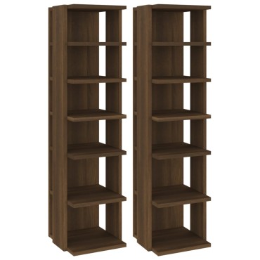 vidaXL Παπουτσοθήκες 2 τεμ. Καφέ Δρυς 27,5x27x102cm Επεξ. Ξύλο