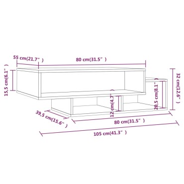 vidaXL Τραπεζάκι Σαλονιού Γκρι Sonoma 105x55x32cm Επεξεργασμένο Ξύλο 1 τεμ.