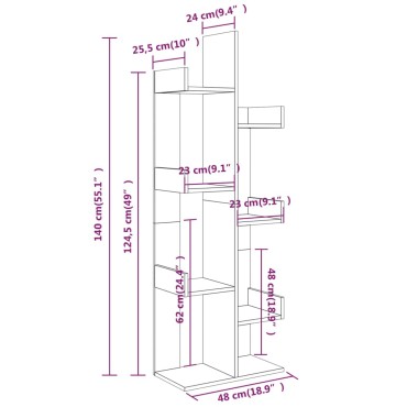 vidaXL Βιβλιοθήκη Καπνιστή Δρυς 48x25,5x140cm από Επεξεργασμένο Ξύλο 1 τεμ.