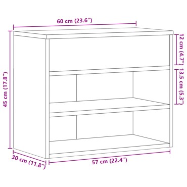 vidaXL Παπουτσοθήκη Γκρι Sonoma 60x30x45cm από Επεξεργασμένο Ξύλο