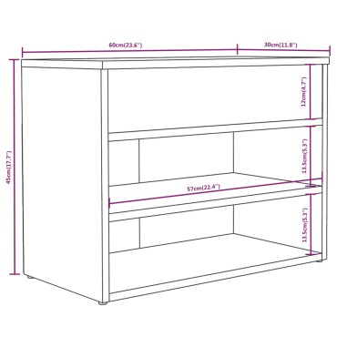 vidaXL Παπουτσοθήκη Γκρι Sonoma 60x30x45cm από Επεξεργασμένο Ξύλο