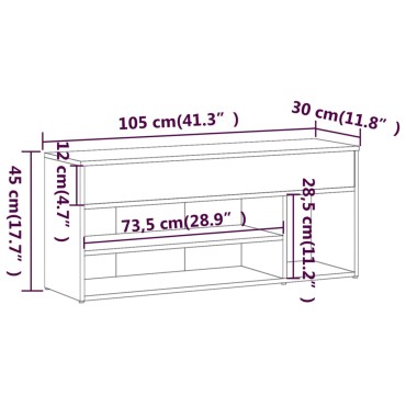 vidaXL Παπουτσοθήκη Γκρι Sonoma 105x30x45cm από Επεξεργασμένο Ξύλο