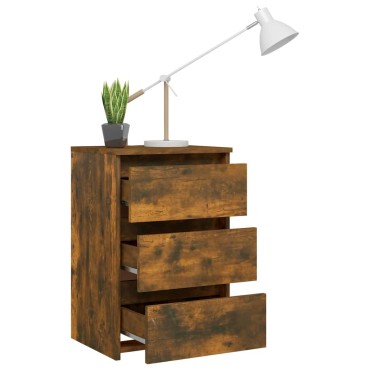 vidaXL Κομοδίνα 2 τεμ. Καπνιστή Δρυς 40x35x62,5cm Επεξεργασμένο Ξύλο