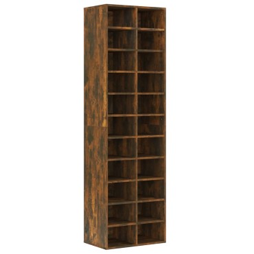 vidaXL Παπουτσοθήκη Καπνιστή Δρυς 54x34x183cm από Επεξεργασμένο Ξύλο