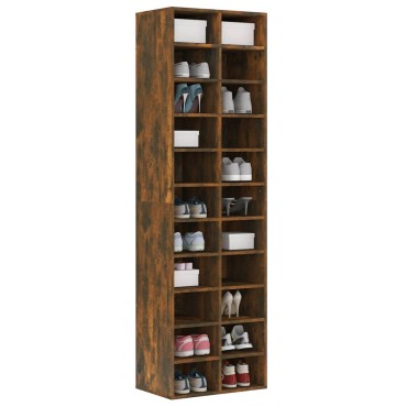 vidaXL Παπουτσοθήκη Καπνιστή Δρυς 54x34x183cm από Επεξεργασμένο Ξύλο