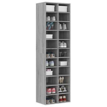 vidaXL Παπουτσοθήκη Γκρι Sonoma 54x34x183cm Επεξεργασμένο Ξύλο