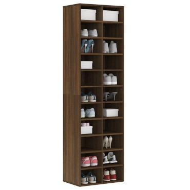 vidaXL Παπουτσοθήκη Καφέ Δρυς 54x34x183cm από Επεξεργασμένο Ξύλο