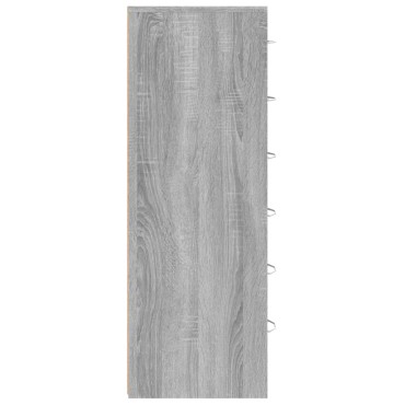 vidaXL Ντουλάπι με 6 Συρτάρια Γκρι Sonoma 50x34x96cm Επεξεργ. Ξύλο 1 τεμ.