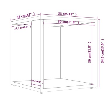 vidaXL Τραπέζι Βοηθητικό Καπνιστή Δρυς 33x33x34,5cm Επεξεργ. Ξύλο