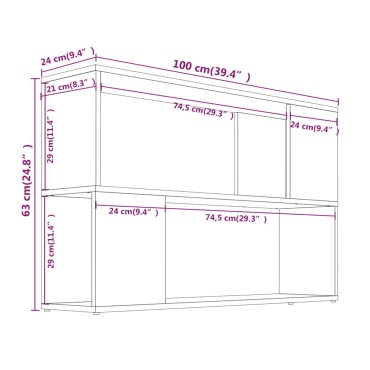vidaXL Βιβλιοθήκη Καπνιστή Δρυς 100x24x63cm από Επεξεργασμένο Ξύλο 1 τεμ.