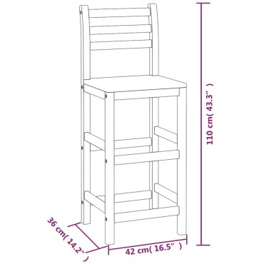 vidaXL Σκαμπό Μπαρ 8 τεμ. από Μασίφ Ξύλο Ακακίας 36x36cm