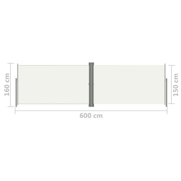 vidaXL Σκίαστρο Πλαϊνό Πτυσσόμενο Κρεμ 160 x 600 εκ.