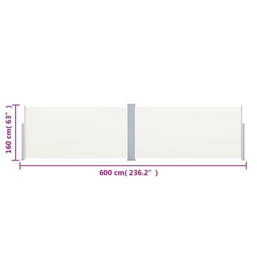 vidaXL Σκίαστρο Πλαϊνό Πτυσσόμενο Κρεμ 160 x 600 εκ.