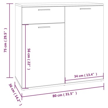 vidaXL Ντουλάπι Καπνιστή Δρυς 80x36x75cm Επεξεργασμένο Ξύλο 1 τεμ.