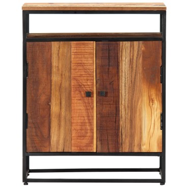 vidaXL Κομοδίνο 60x35x76cm από Μασίφ Ανακυκλωμένο Ξύλο + Ατσάλι 1 τεμ.