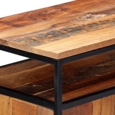 vidaXL Κομοδίνο 60x35x76cm από Μασίφ Ανακυκλωμένο Ξύλο + Ατσάλι 1 τεμ.