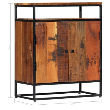 vidaXL Κομοδίνο 60x35x76cm από Μασίφ Ανακυκλωμένο Ξύλο + Ατσάλι 1 τεμ.