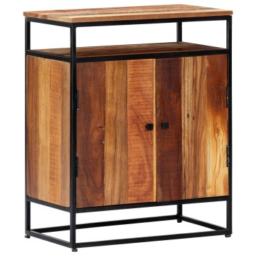 vidaXL Κομοδίνο 60x35x76cm από Μασίφ Ανακυκλωμένο Ξύλο + Ατσάλι 1 τεμ.