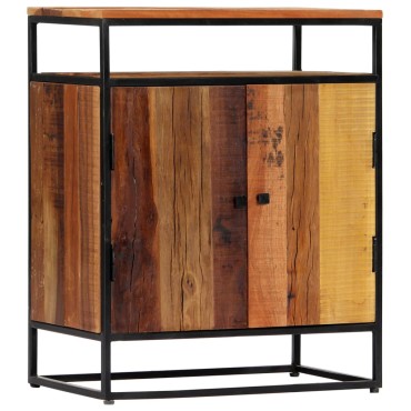vidaXL Κομοδίνο 60x35x76cm από Μασίφ Ανακυκλωμένο Ξύλο + Ατσάλι 1 τεμ.