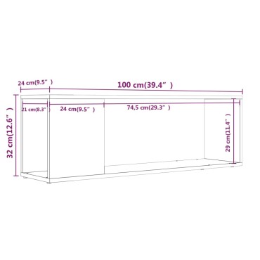 vidaXL Έπιπλο Τηλεόρασης Καφέ Δρυς 100x24x32cm Επεξεργασμένο Ξύλο