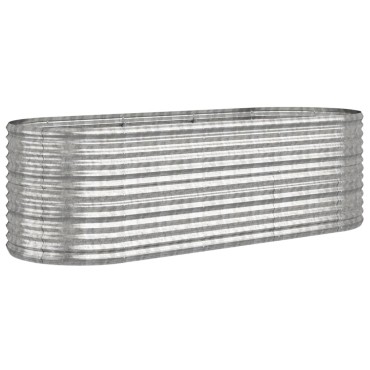 vidaXL Ζαρντινιέρα Ασημί 224x80x68 εκ. Ατσάλι με Ηλεκτρ. Βαφή Πούδρας