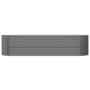 vidaXL Ζαρντινιέρα Γκρι 296x80x68 εκ. Ατσάλι με Ηλεκτρ. Βαφή Πούδρας